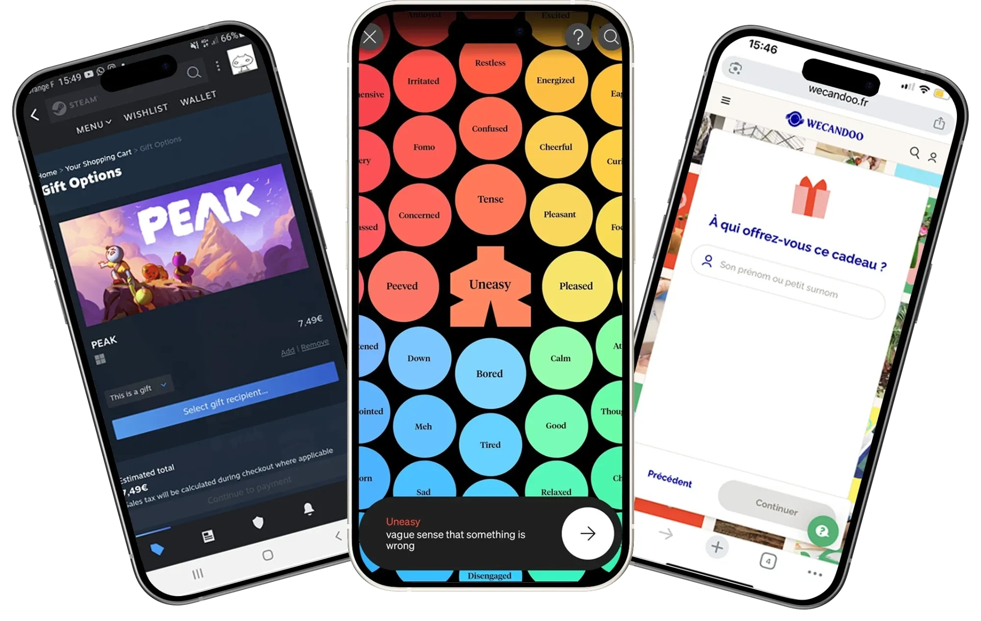 Steam, How We Feel et Wecandoo : les trois apps étudiées