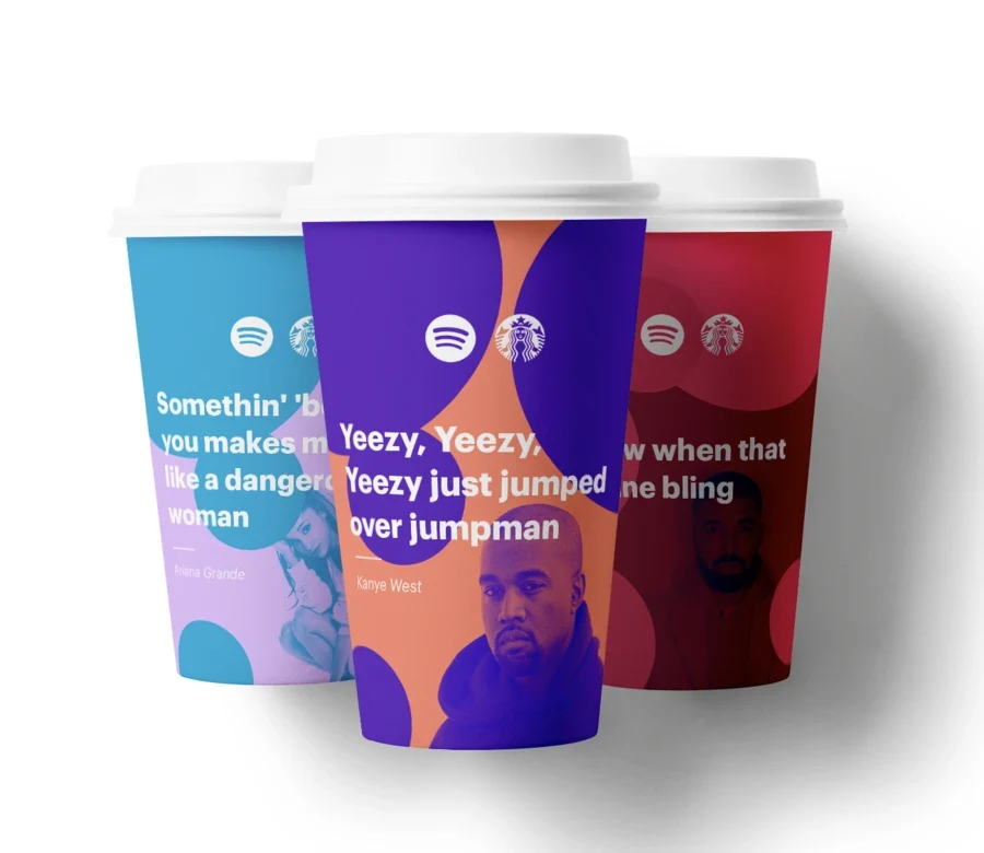 Spotify x Starbucks : gobelets co-brandés avec des paroles d’artistes